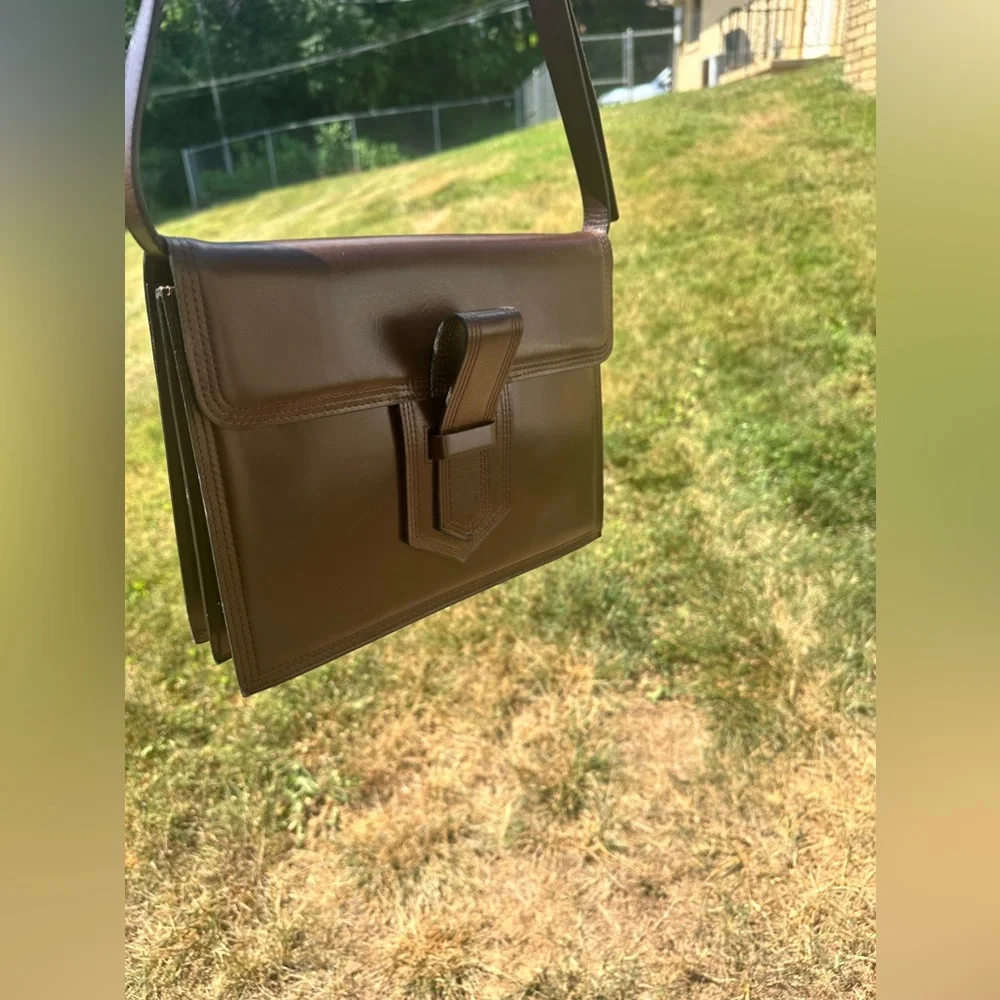 YSL Vintage Brown Shoulder Bag Clutch Leather with COA - Picture 4 of 11